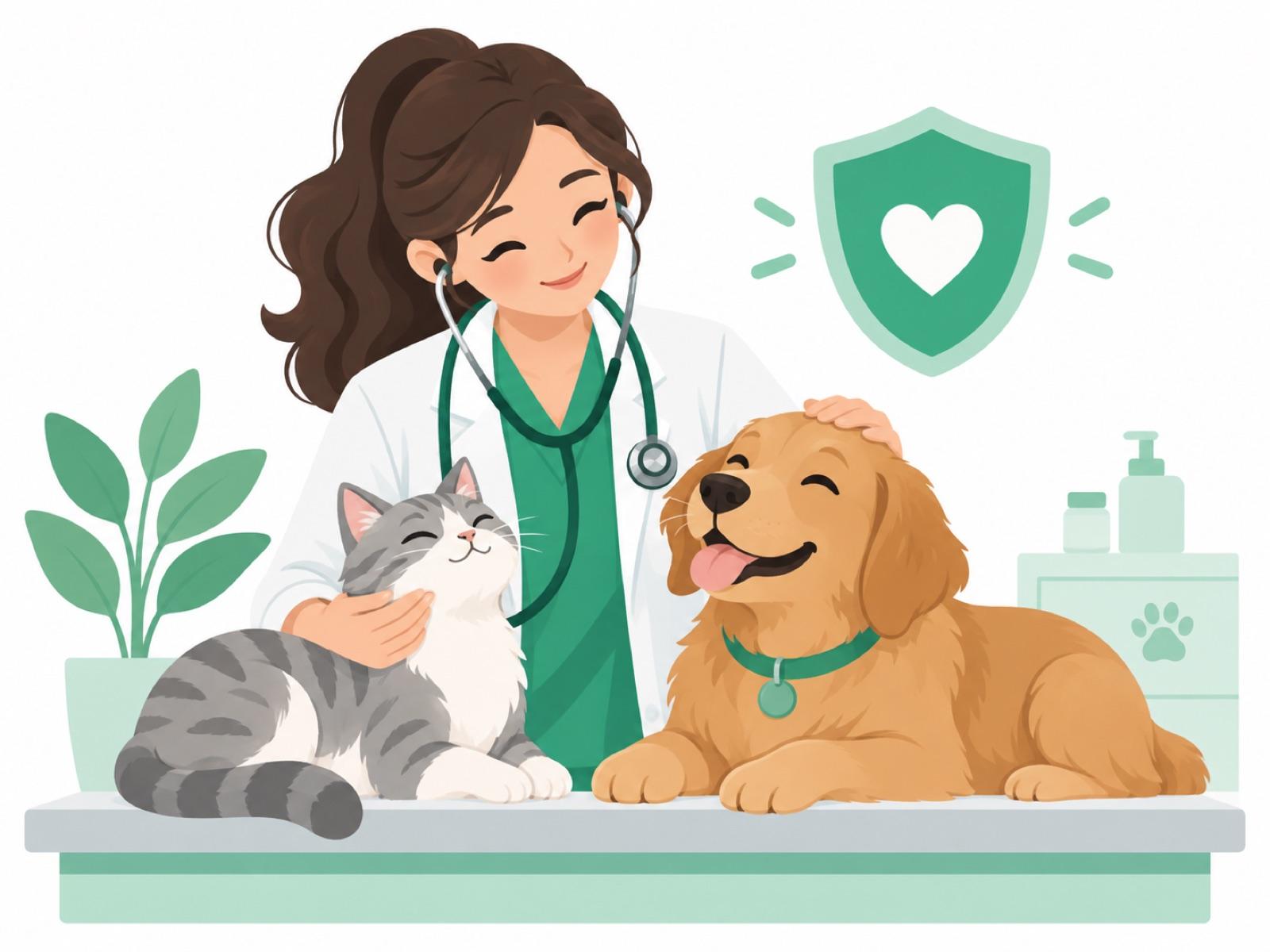 A dog at the vet for its rabies vaccination